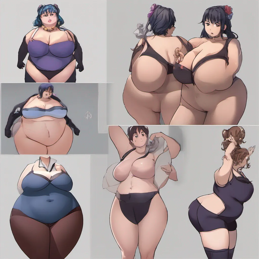 anime %2Ca voluptuous woman%2C her curves accentuated by her newfound huge weight gain%2C standing confidently in a before and after comparison%2C extremely curvaceous%2C extremely voluptuous%2C extremely thick%2Cextra wide hips%2Cvery boxum%2Cvery fattened up effects from being