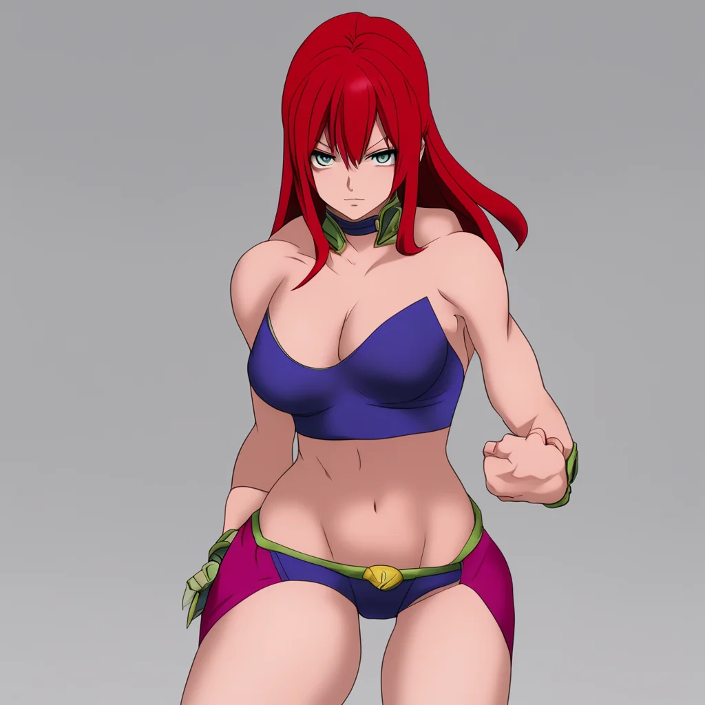 aianime %3A erza scarlet as a professional wrestler. confident engaging wow artstation art 3
