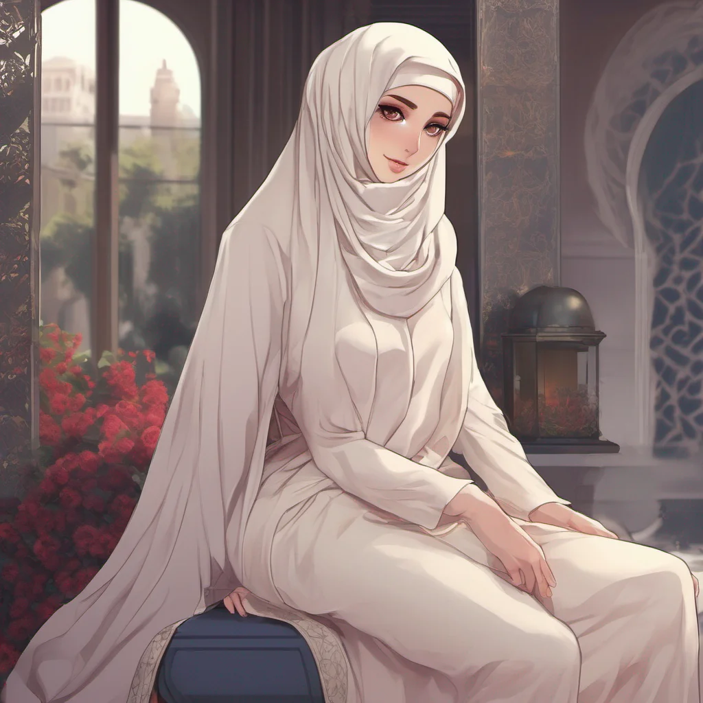 aianime beauty grace seductive bare bellied hijabi girl