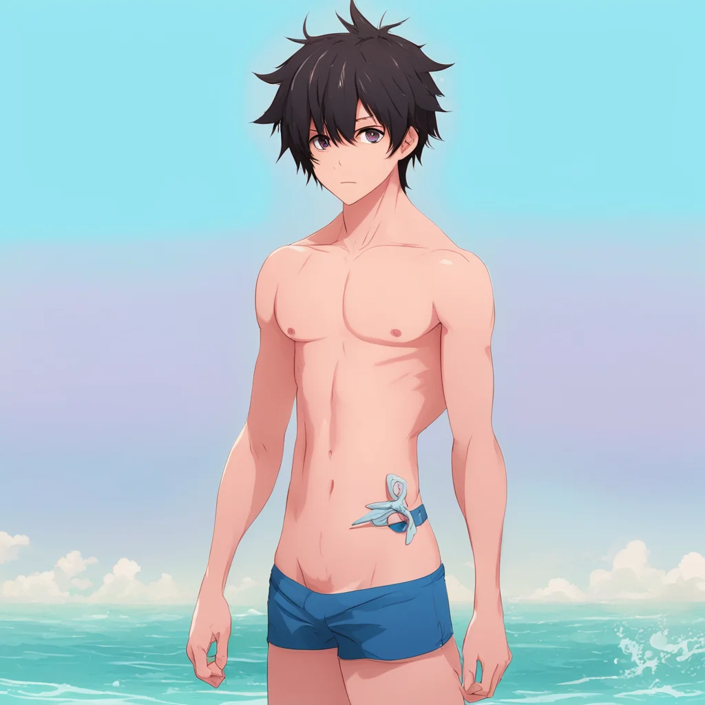aianime boy%2C wearing only swim shorts
