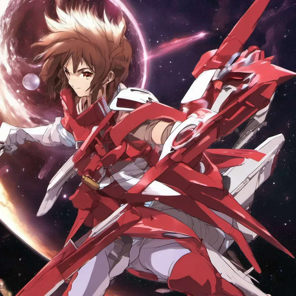 anime crimson eyes%2C brown haired%2C g red dragconic warrior%2C flying through space amazing awesome portrait 2
