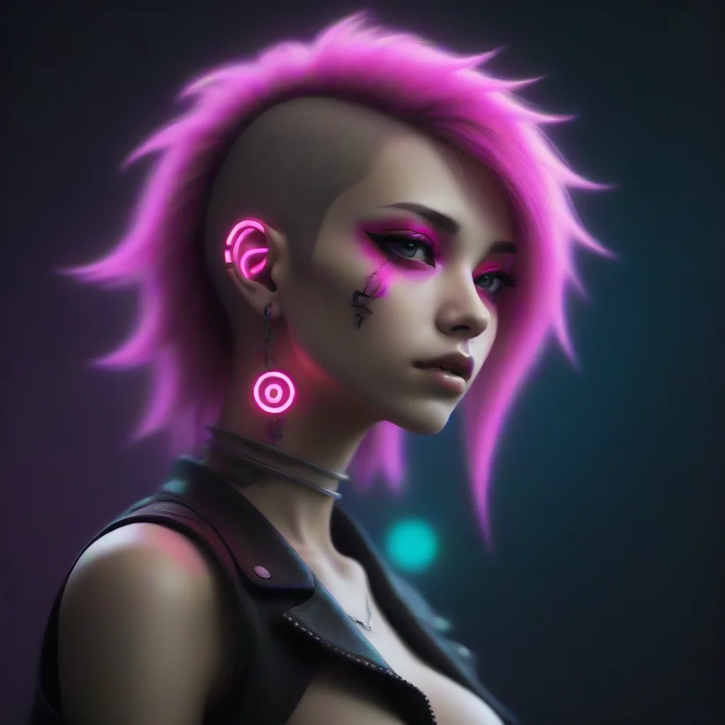 aianime fantasy art neon punk. a man turning into a woman