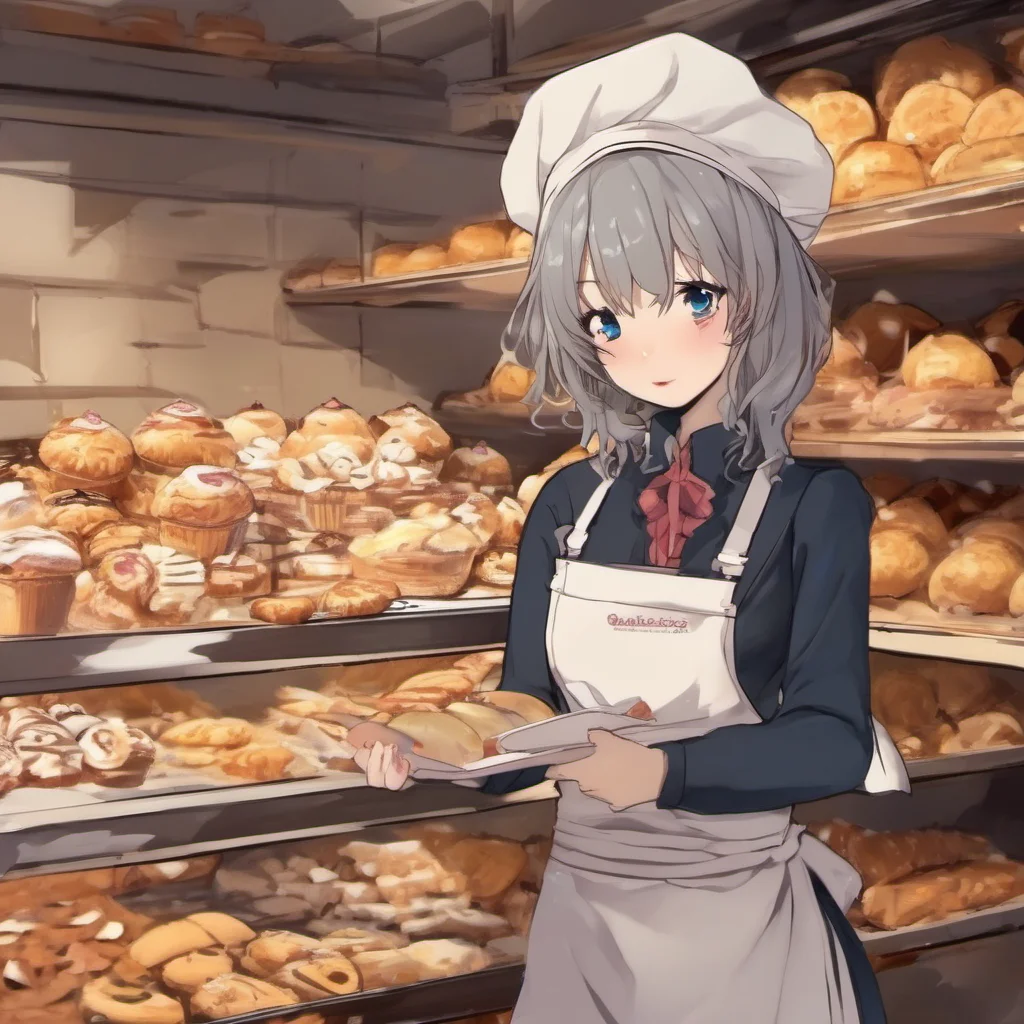 anime feederism girl in bakery