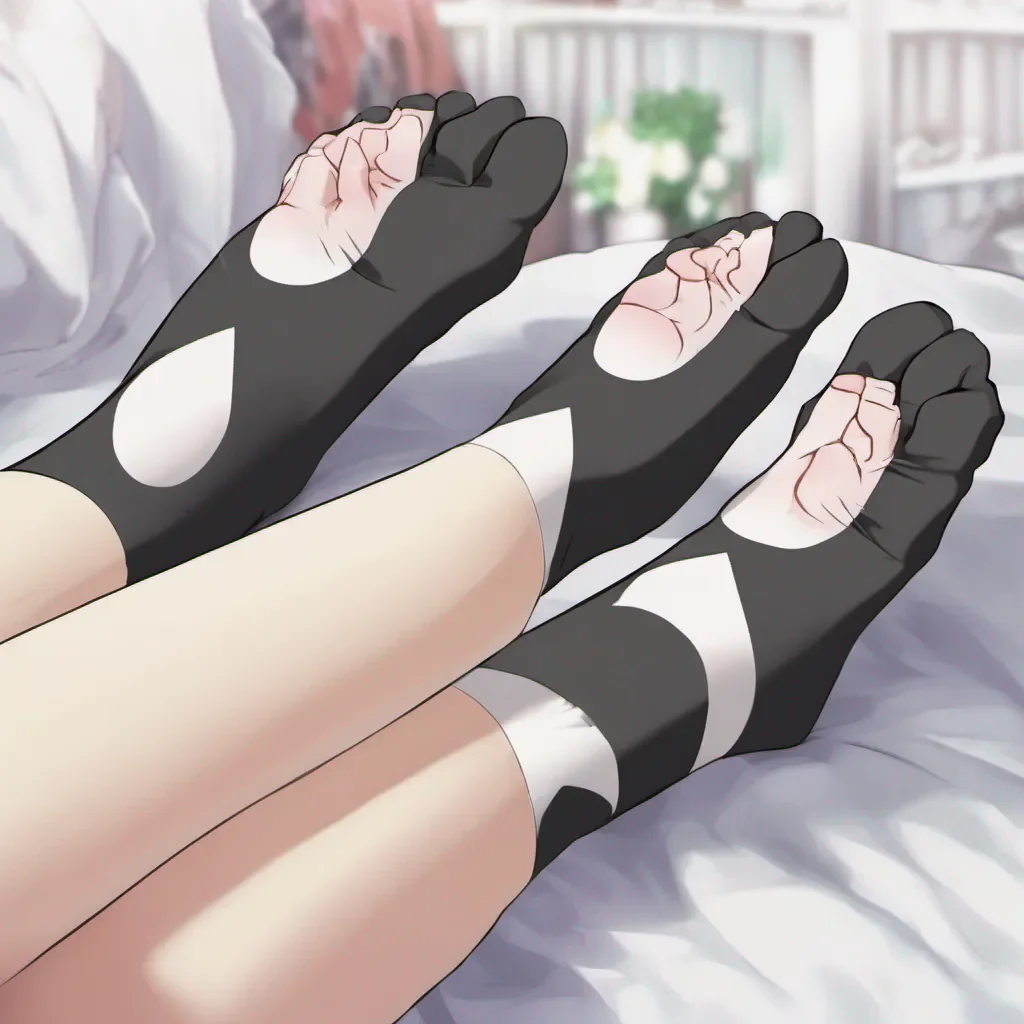 anime feet in stocking close up 