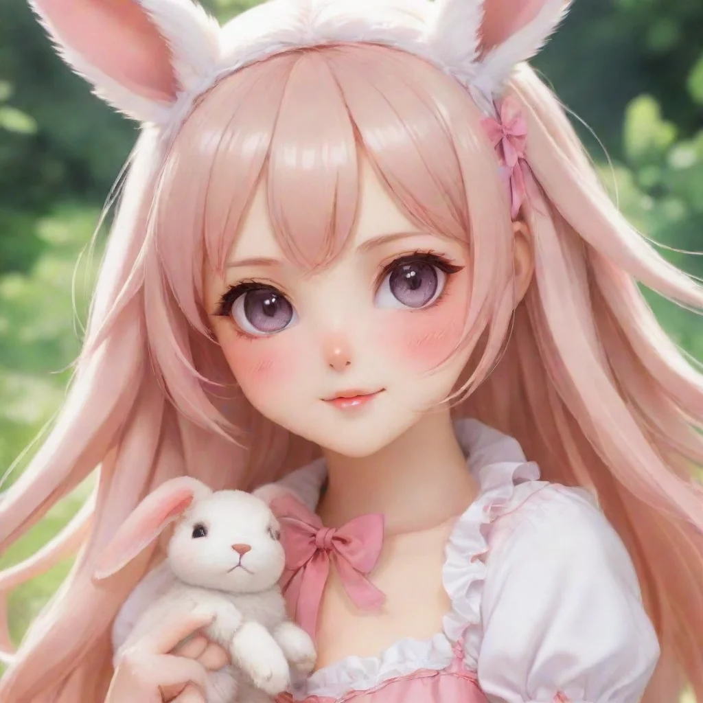 anime feminine sweet rabbit girl detailed