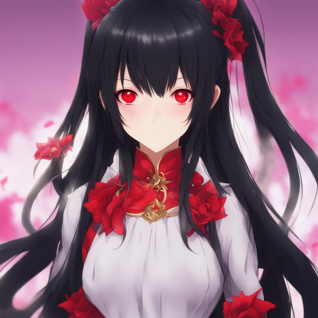 aianime girl black hair long hair red eyes hime cut amazing awesome portrait 2