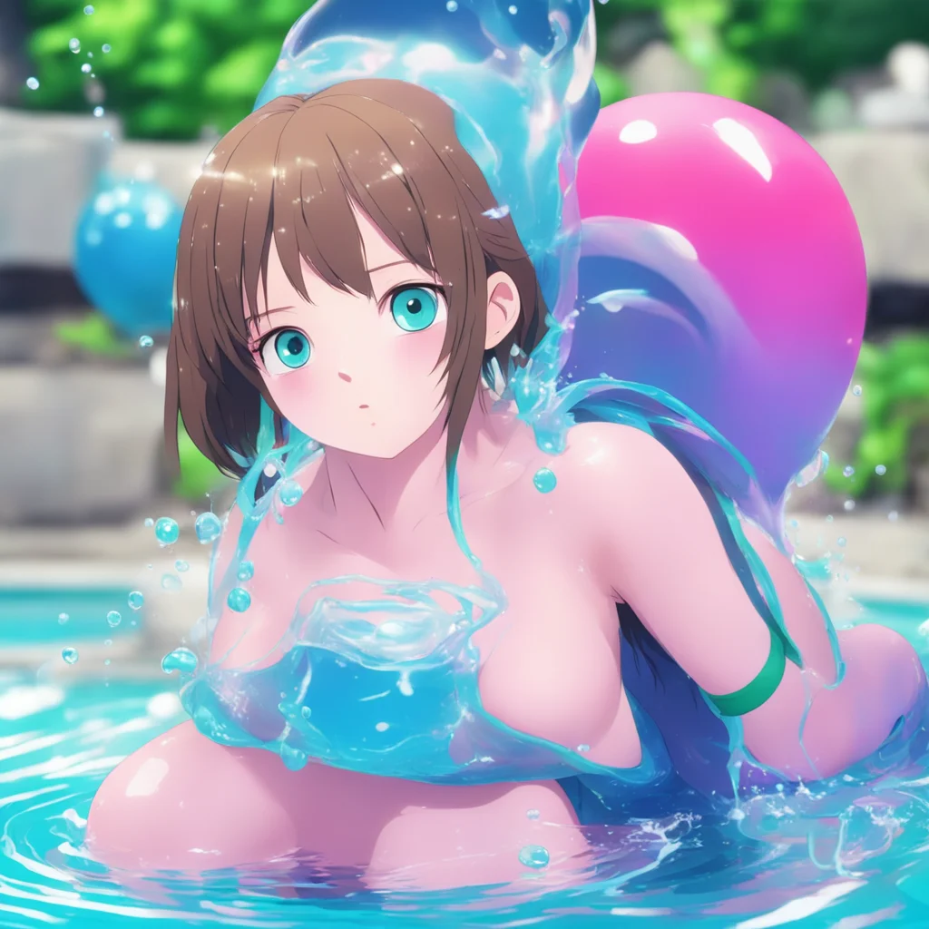 aianime girl getting inflated with water