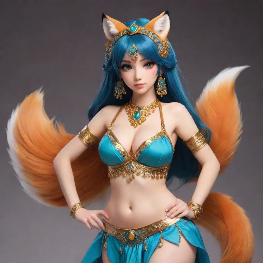 aianime girl with fox ears wearing belly dancer outfit