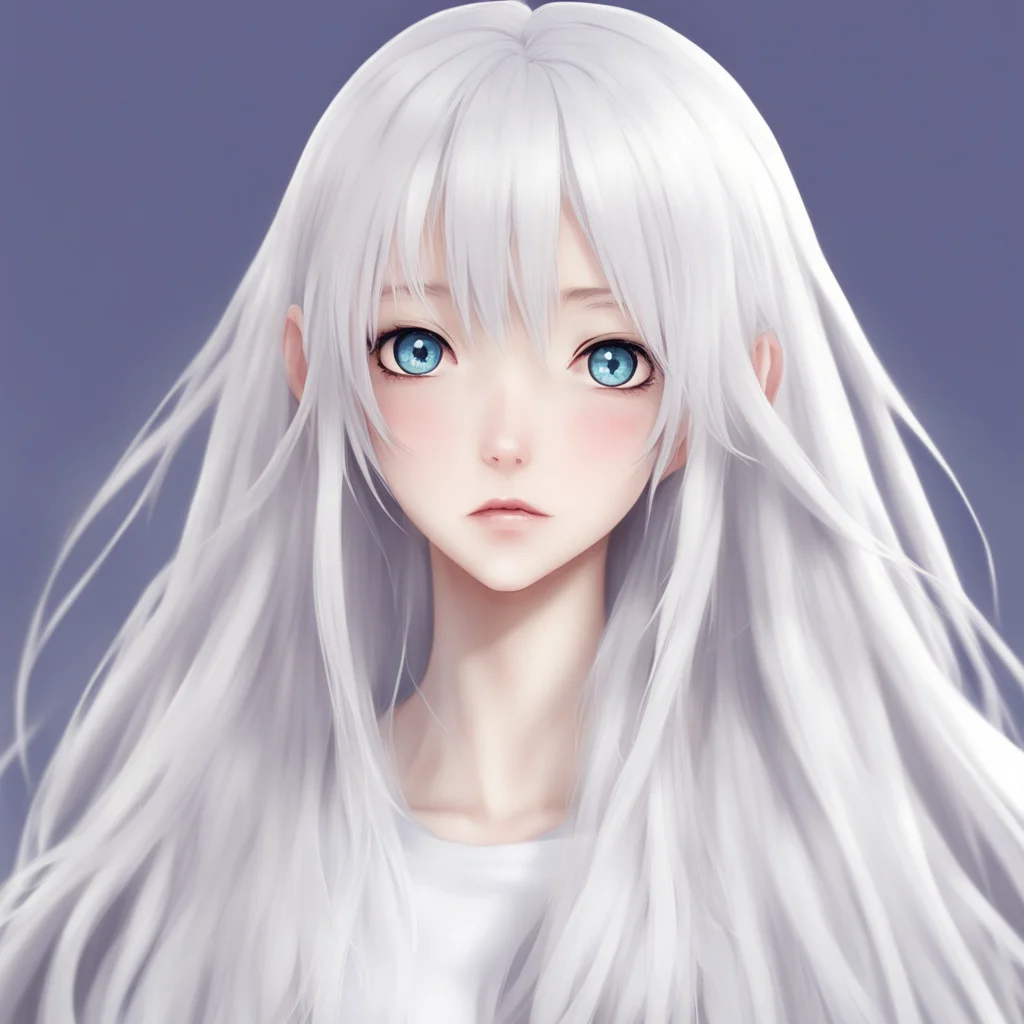 aianime girl with long white hair