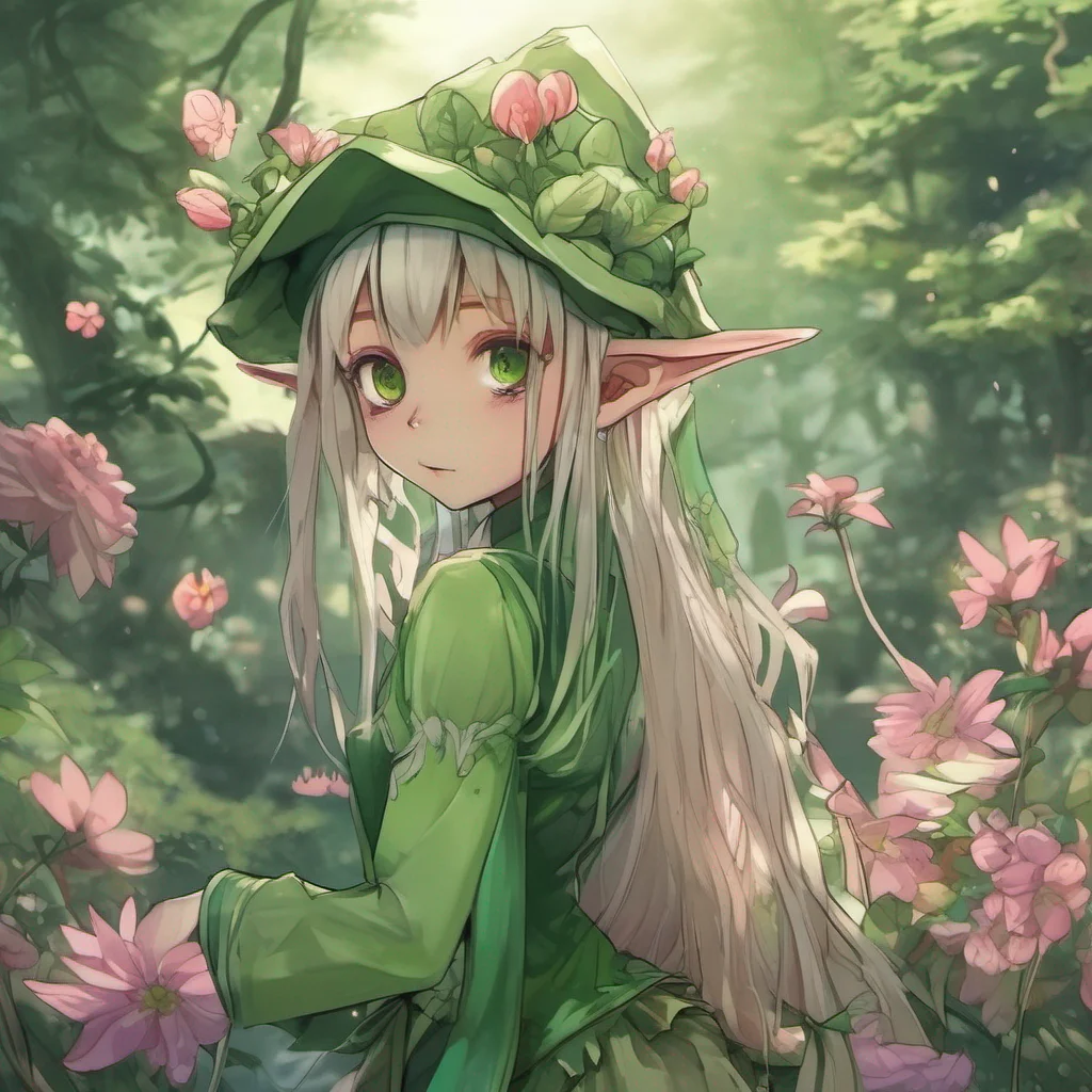 aianime green elf is picking flowers  good looking trending fantastic 1