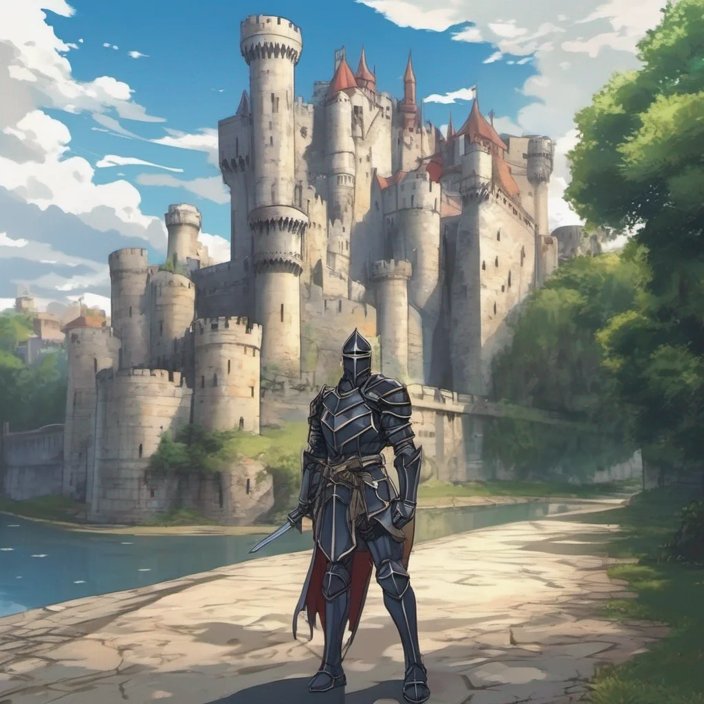 aianime knight walking castle in background regal hero moat background confident engaging wow artstation art 3