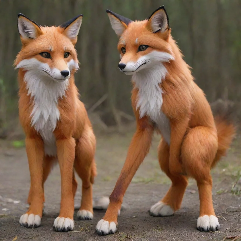 aianime make fox anthrom realistic%2C feral paws