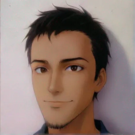 aianime man smile friendly calm dark hair brown eyes clear wow