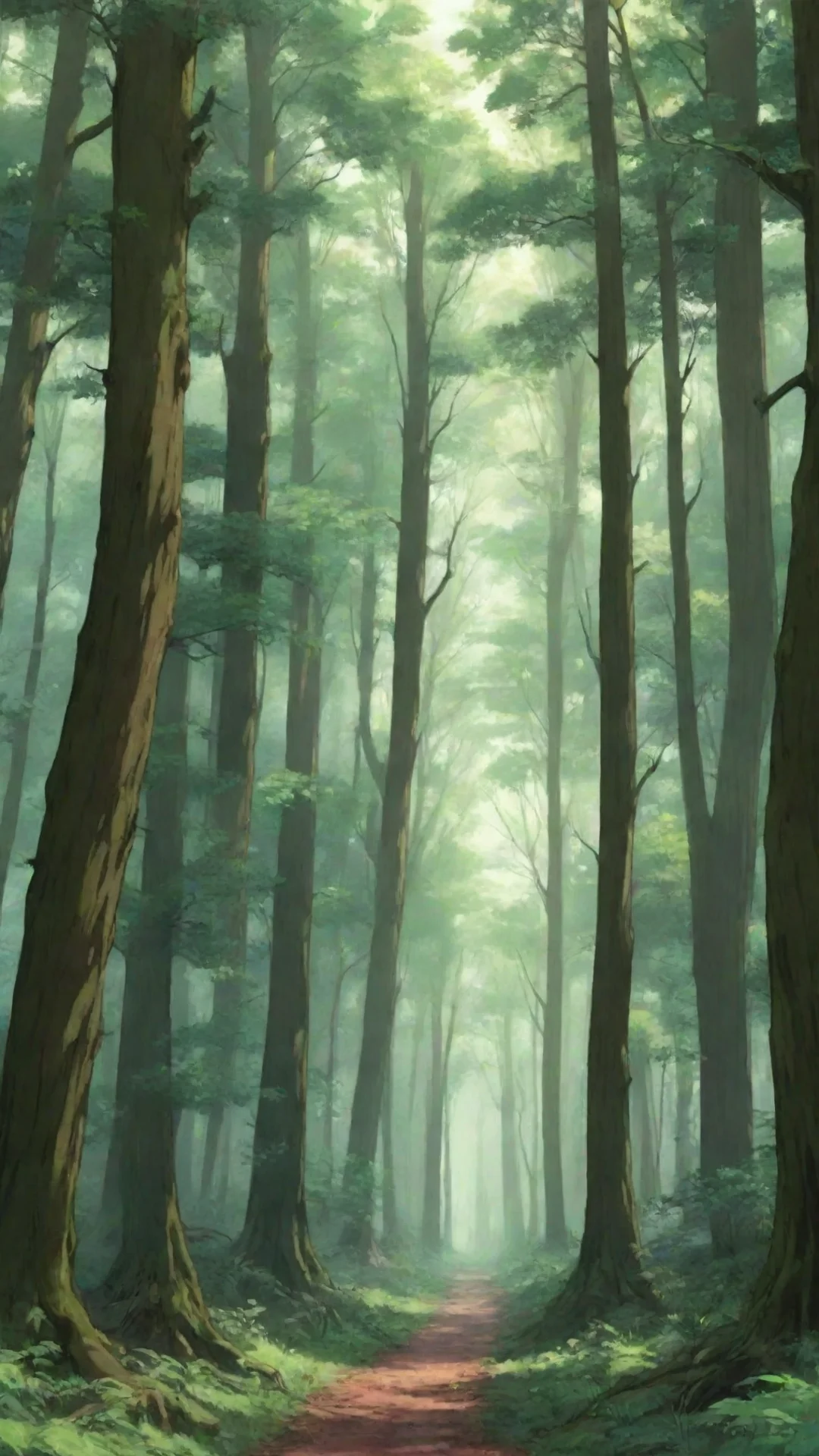 anime manga style forest tall