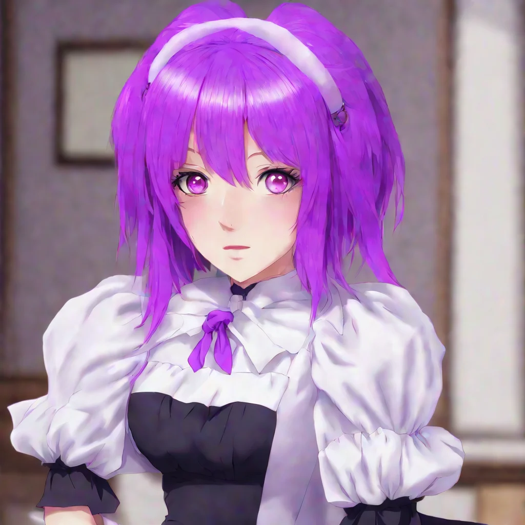 anime purple haired purple eyes maid
