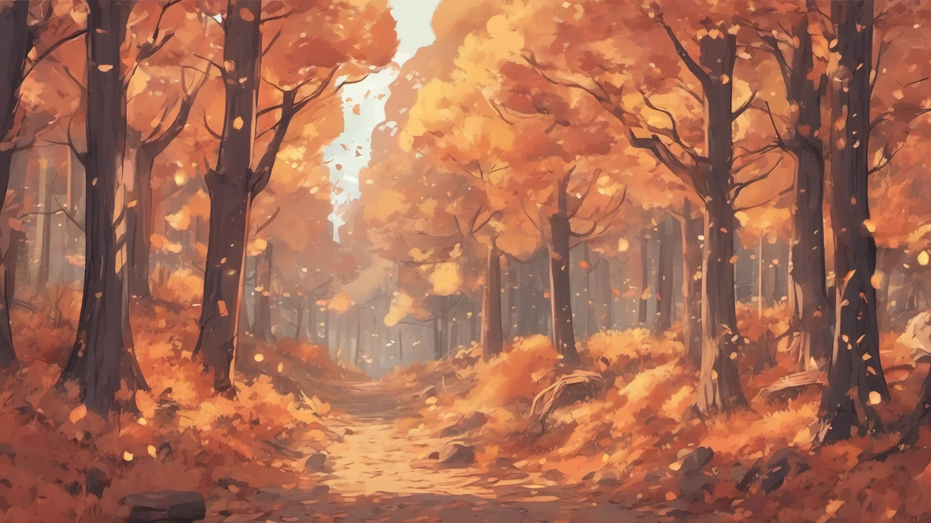anime style cozy autumn forest confident engaging wow artstation art 3 wide