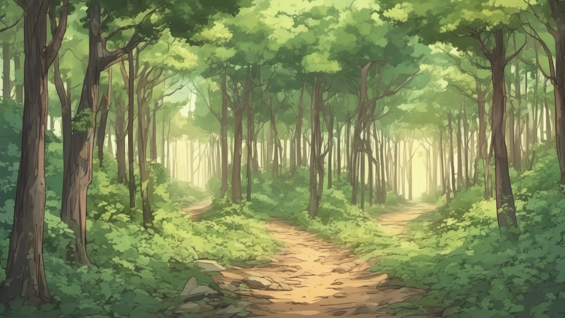 aianime style summer forest with a dirt path in the middle amazing awesome portrait 2 wide