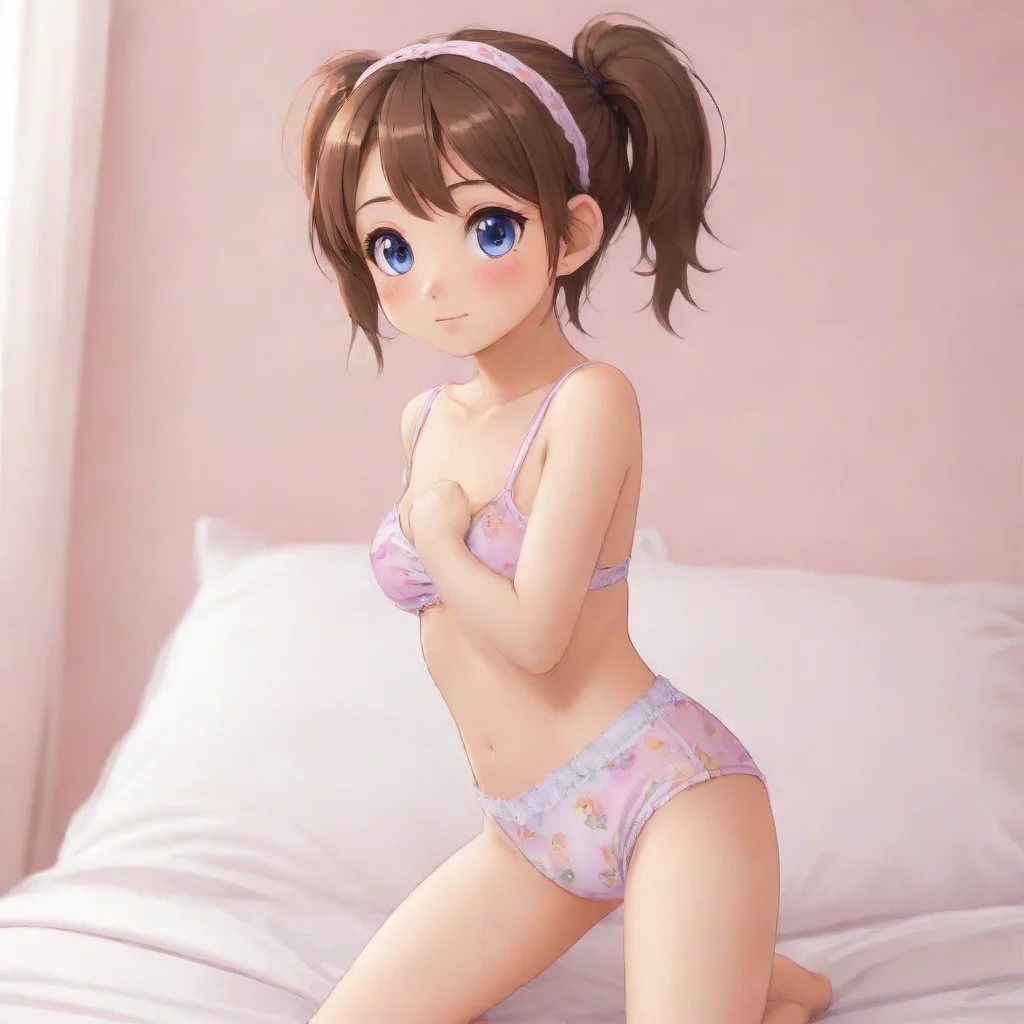 anime teen girl wearing a cute diaper