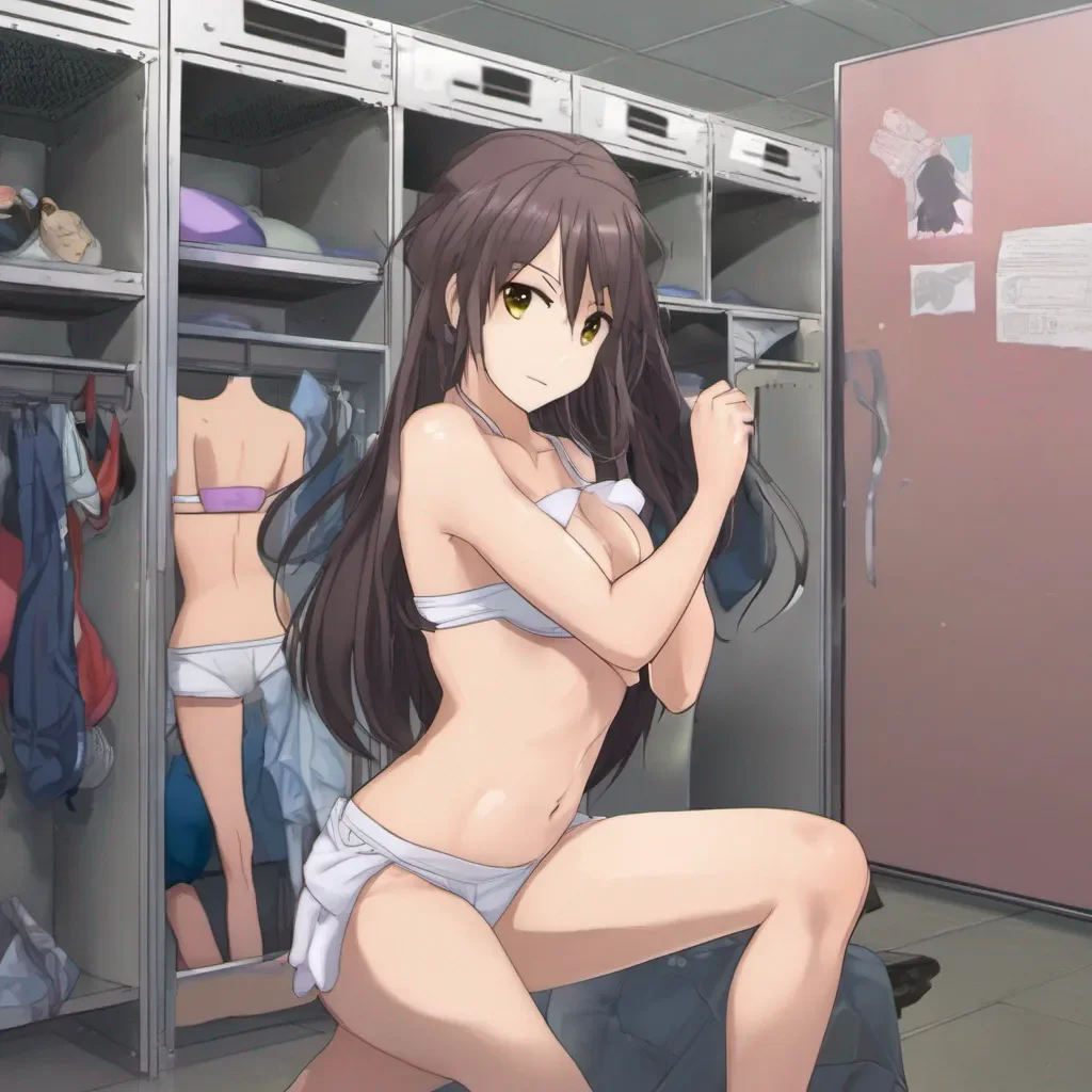 anime women in their underwear changing in the locker room