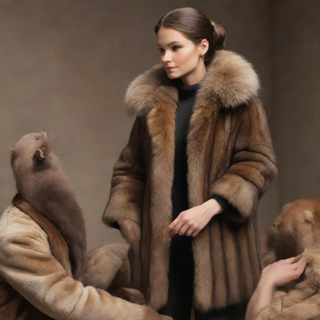 aianthro minks putting a fur coat on a human