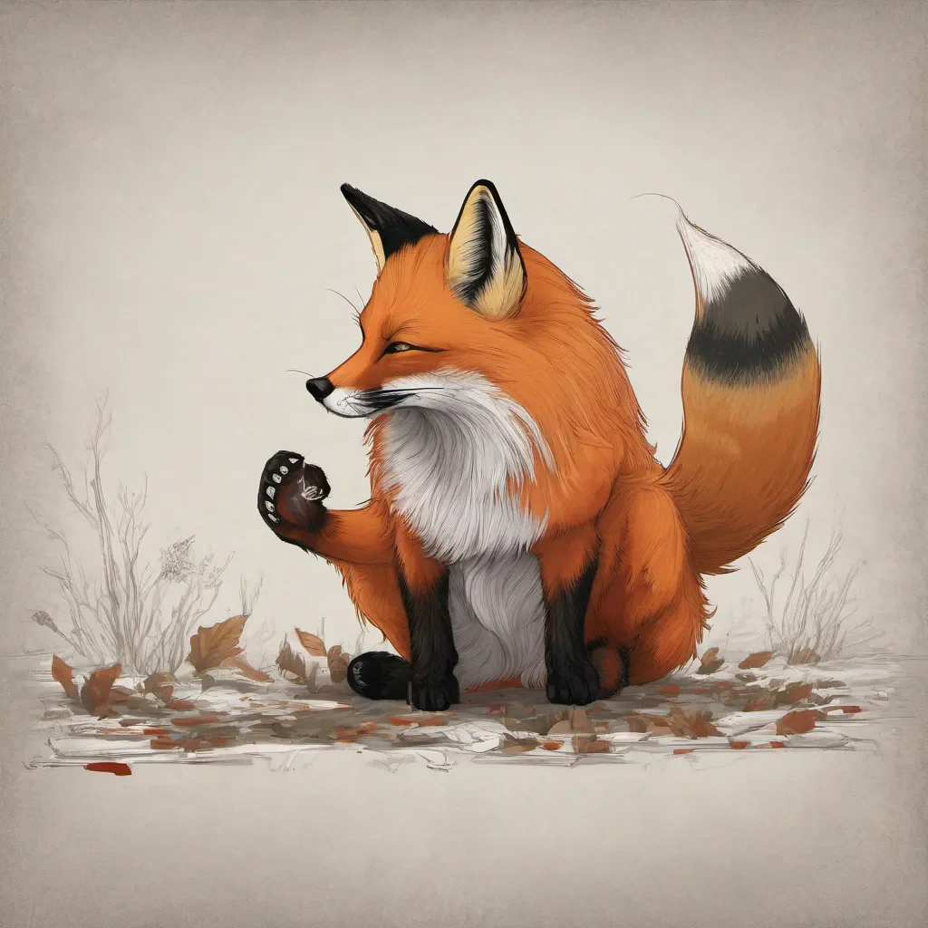 aianthropomorphic female red fox licking her paw confident engaging wow artstation art 3