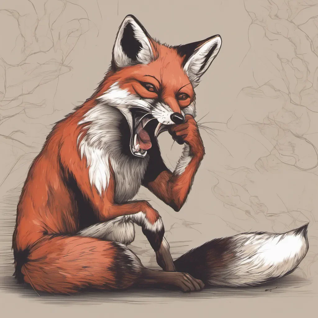 aianthropomorphic female red fox licking her paw good looking trending fantastic 1