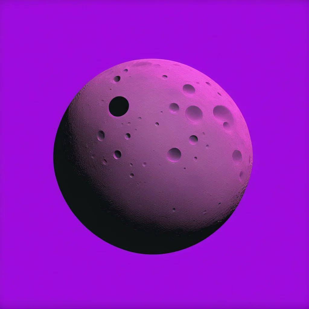 aiapp icon of a purple moon with craters%2C flat%2C simple%2C minimalist