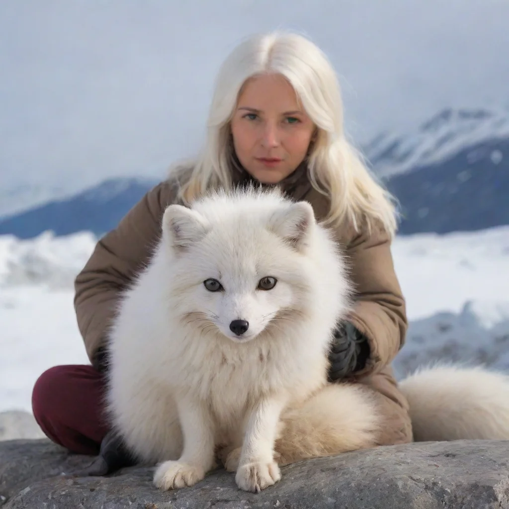 arctic fox sitting on a human
