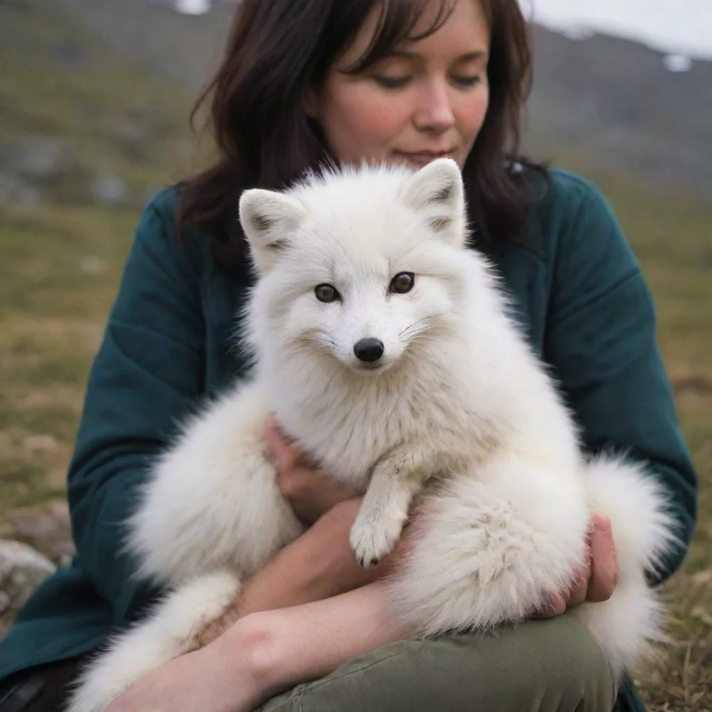 aiarctic fox sitting on human%27s lap