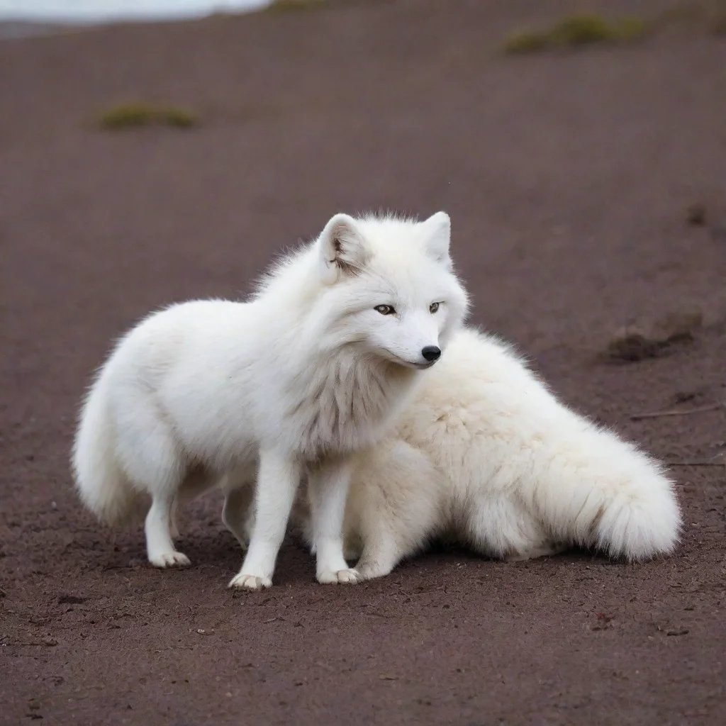 aiarctic fox standing on laying down human%27s back