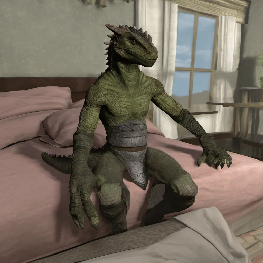 aiargonian male on a bed presenting himself%2C showing off his hole confident engaging wow artstation art 3