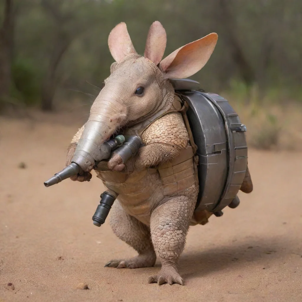 aiarmadillo wearing a rocket pack