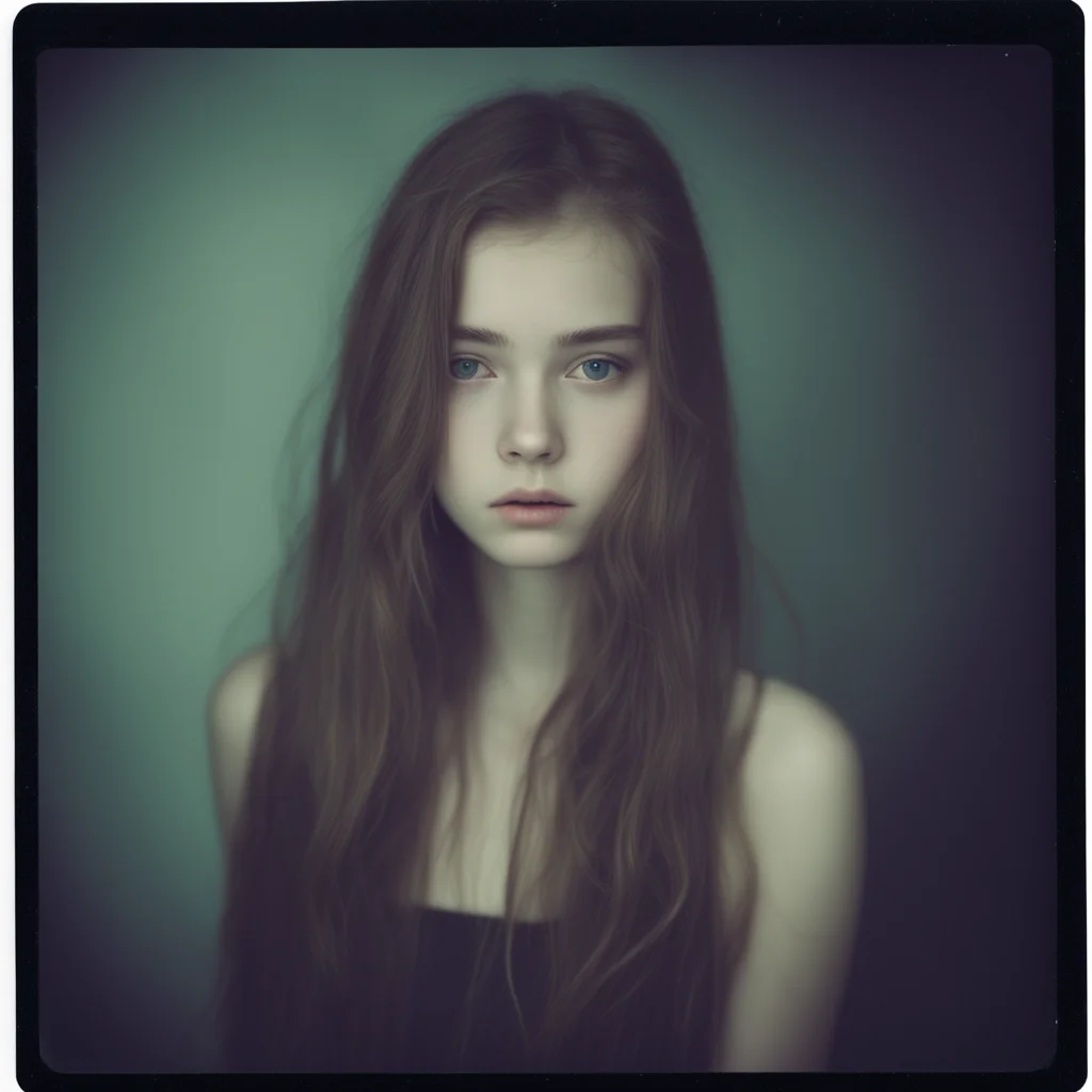 aroused girls  18 yo    dark gloomy studio portrait  polaroid
