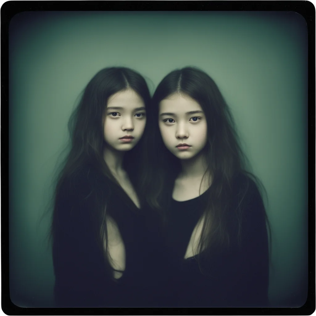 aiaroused young girls  dark gloomy studio portrait  polaroid confident engaging wow artstation art 3