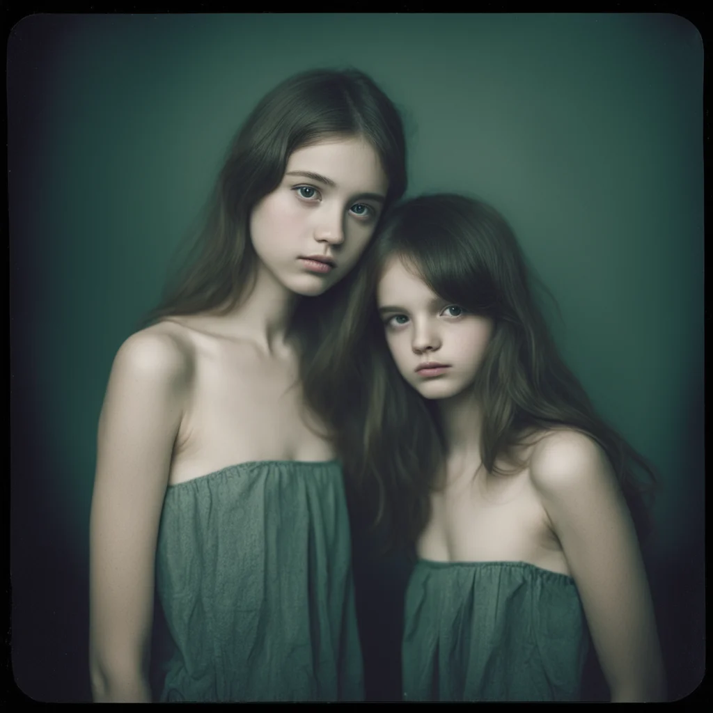 aroused young girls  dark gloomy studio portrait  polaroid good looking trending fantastic 1