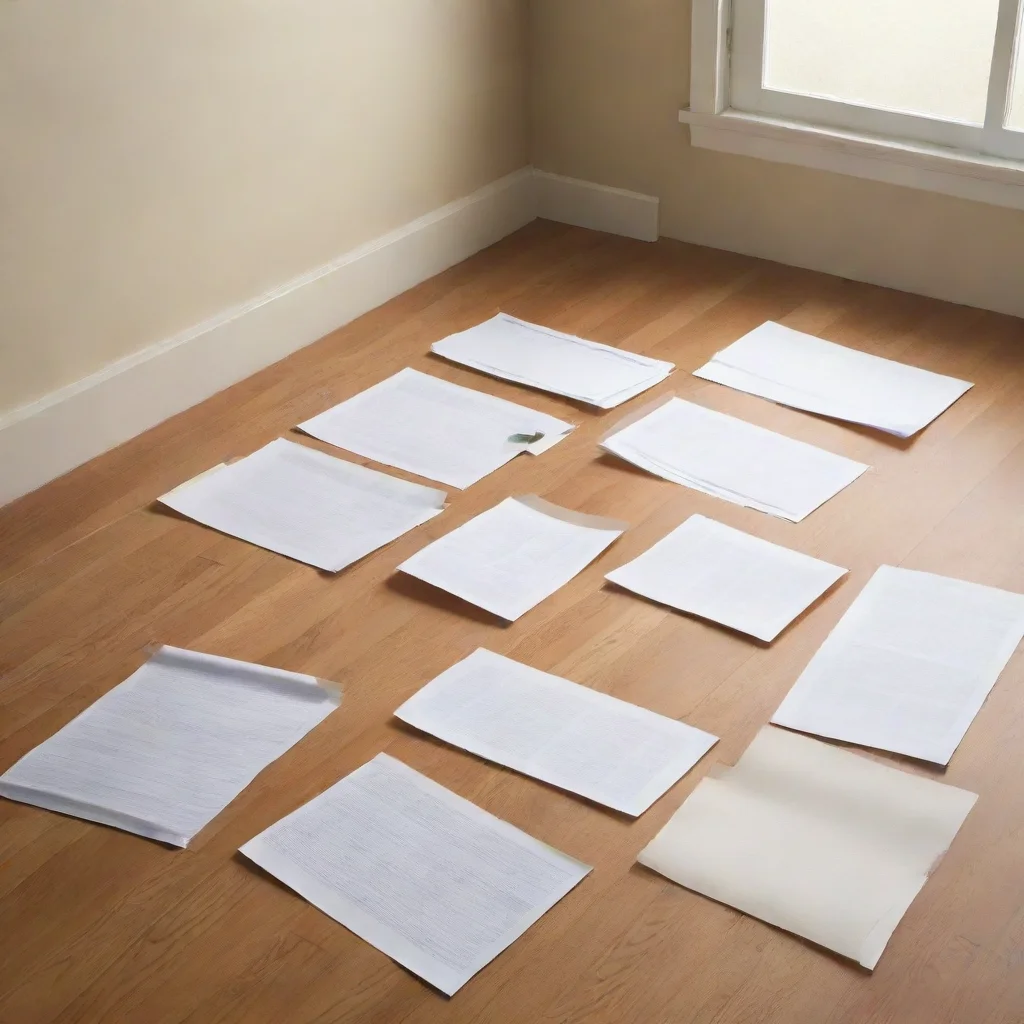 arrange papers categorically on the floor of a room