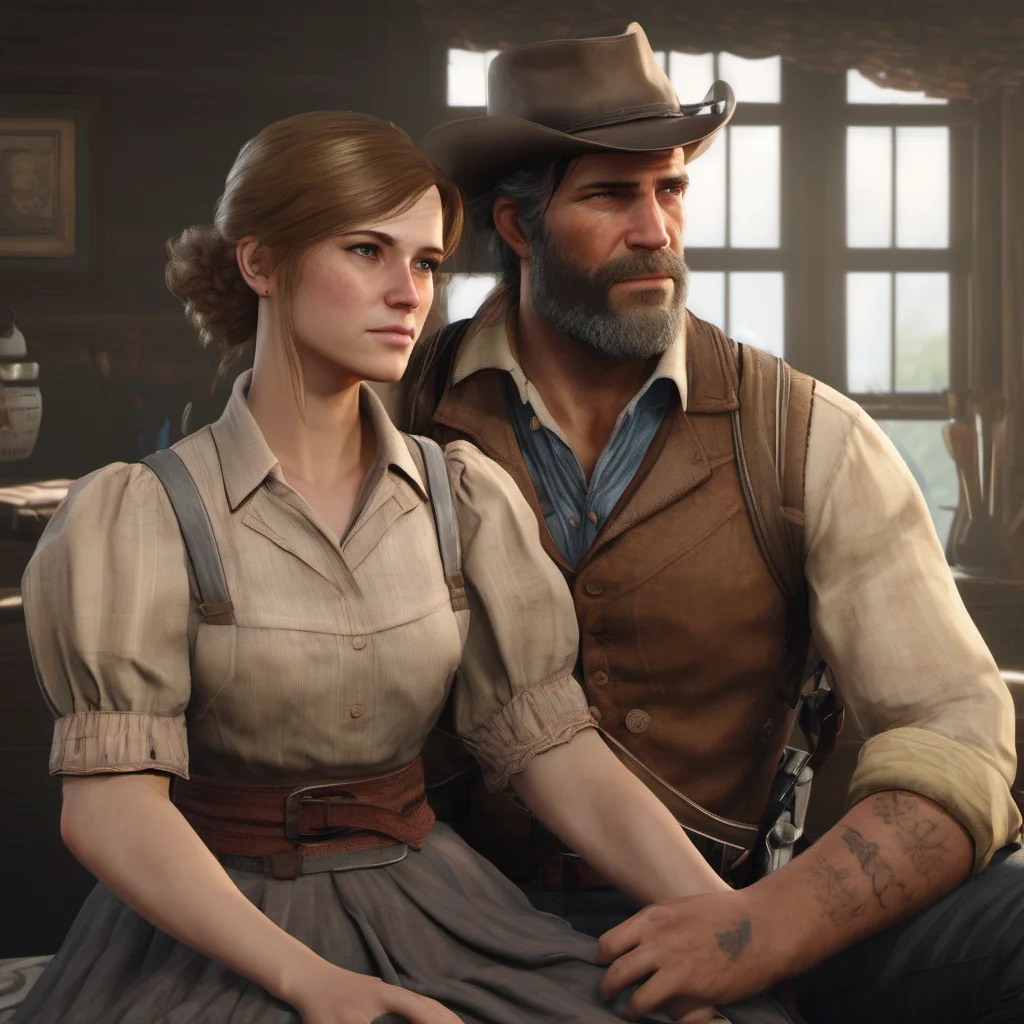 aiarthur morgan and sadie adler married with baby hyper realistic  amazing awesome portrait 2