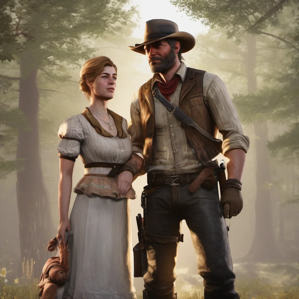 aiarthur morgan and sadie adler married with baby hyper realistic  confident engaging wow artstation art 3