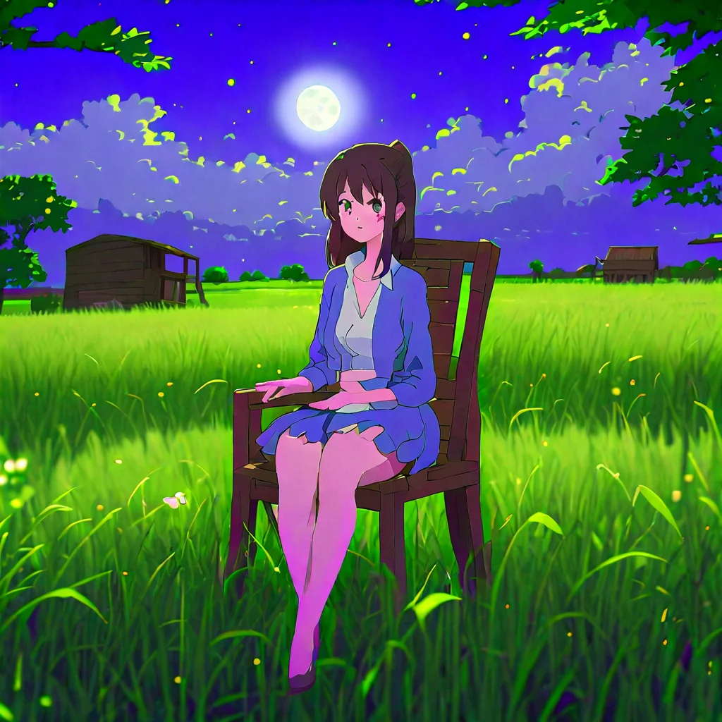 artistic anime girl in farm