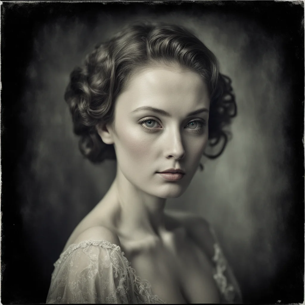 artistic studio portrait of a perfect woman  black background   colour wetplate