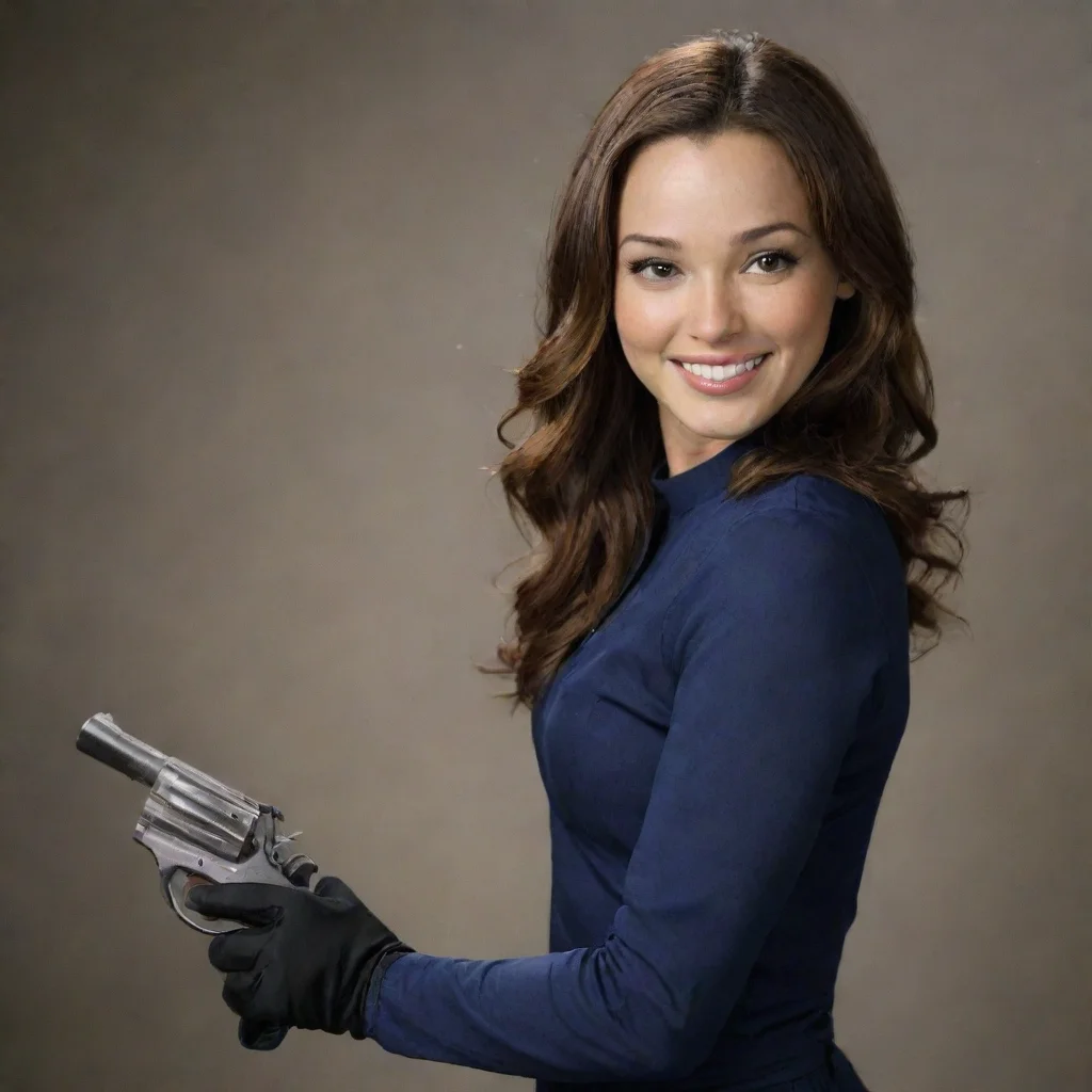aiartstation art   camillas luddington as jo wilson from grey%27s anatomy smiling  with black gloves and gun confident engaging wow 3