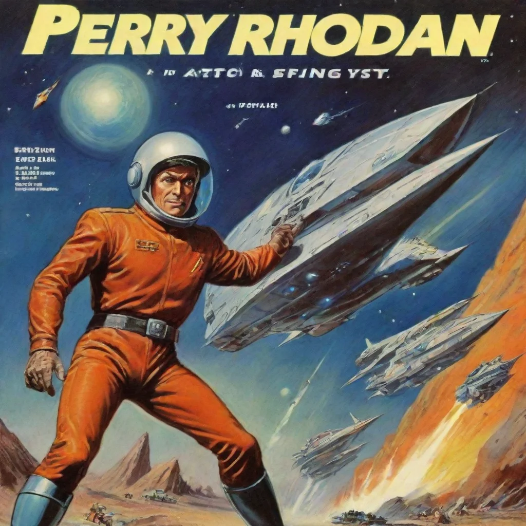 aiartstation art  perry rhodan%2C action cover%2C space ships%2C cartoon style art  confident engaging wow 3