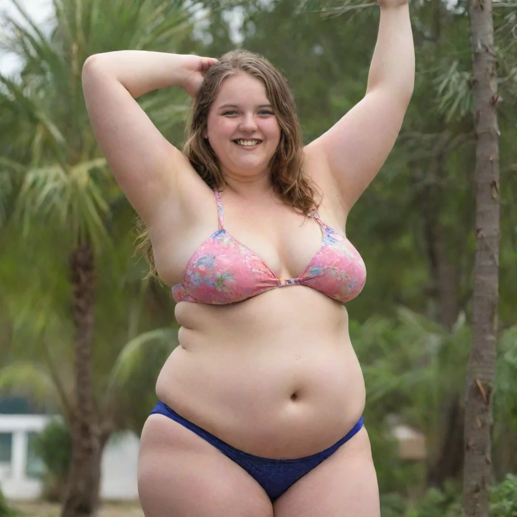 aiartstation art 18 yo bikini girl%2C overweight%2C hanging belly%2C smile  confident engaging wow 3