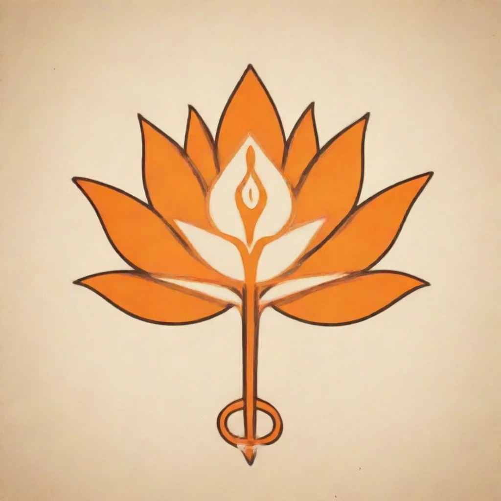 aiartstation art a 2 d logo drawing consists of an orange lotus and the caduceus symbol  confident engaging wow 3