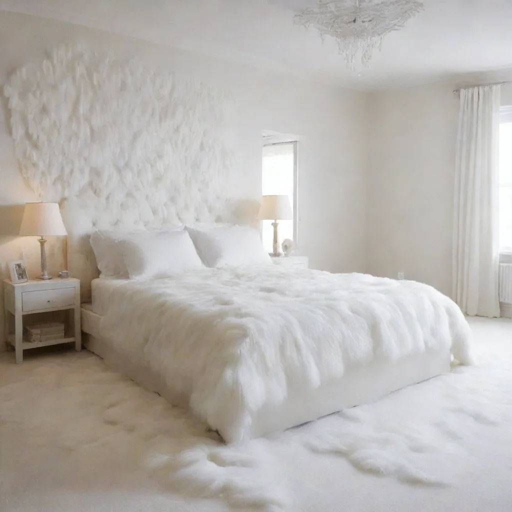 artstation art a bedroom covered in thick white fur everywhere confident engaging wow 3