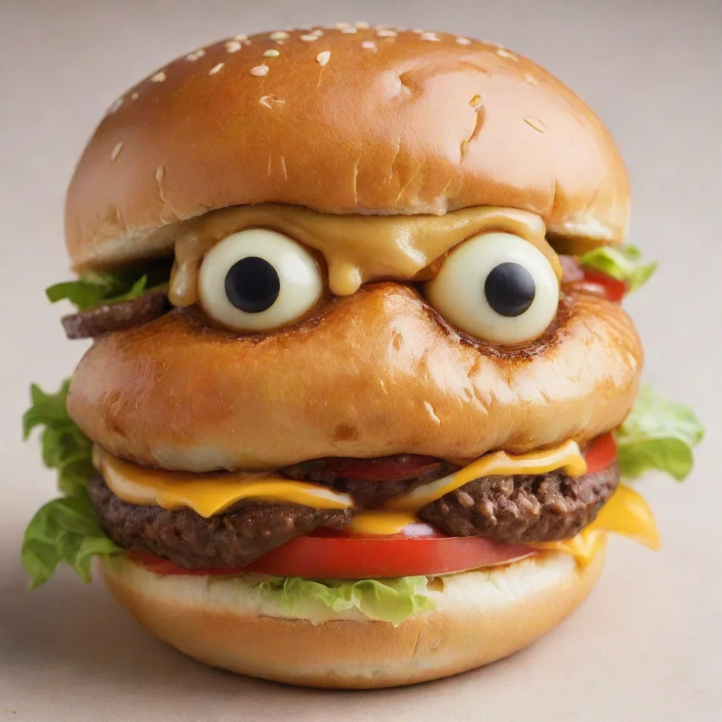 aiartstation art a cheeseburger with a human%27s face on it like a cartoon confident engaging wow 3