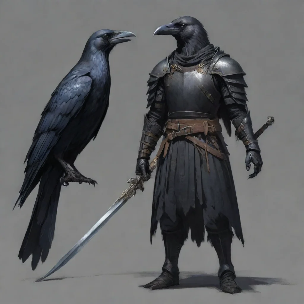 artstation art a crow person in a crow armour with a crow sword concept art confident engaging wow 3