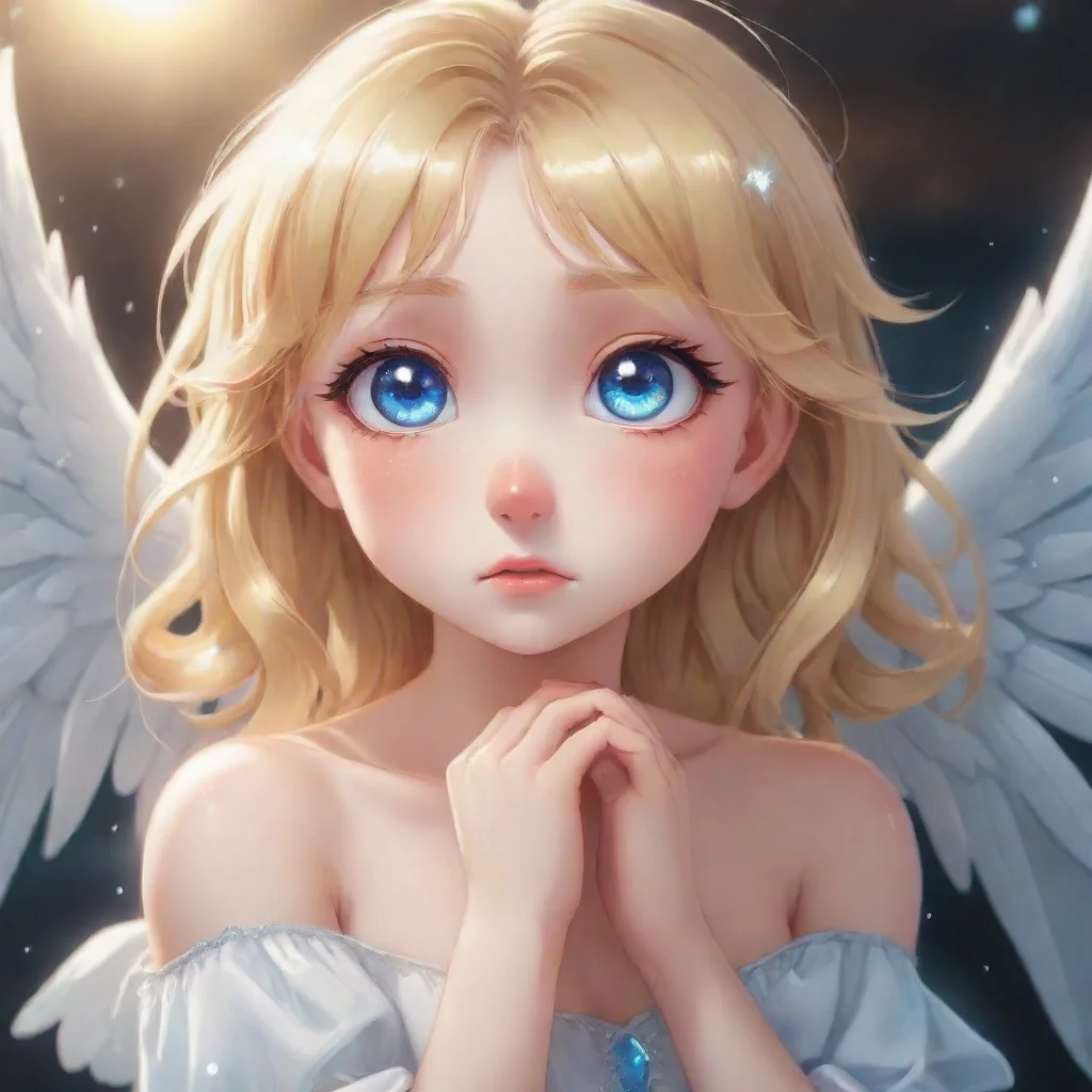 artstation art a cute crying blonde anime angel with blue eyes confident engaging wow 3