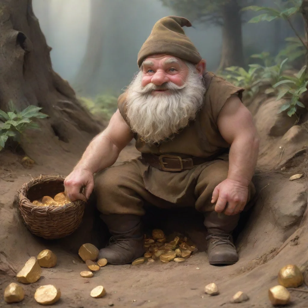 aiartstation art a dwarf digging a hole to hide a basket of gold there confident engaging wow 3