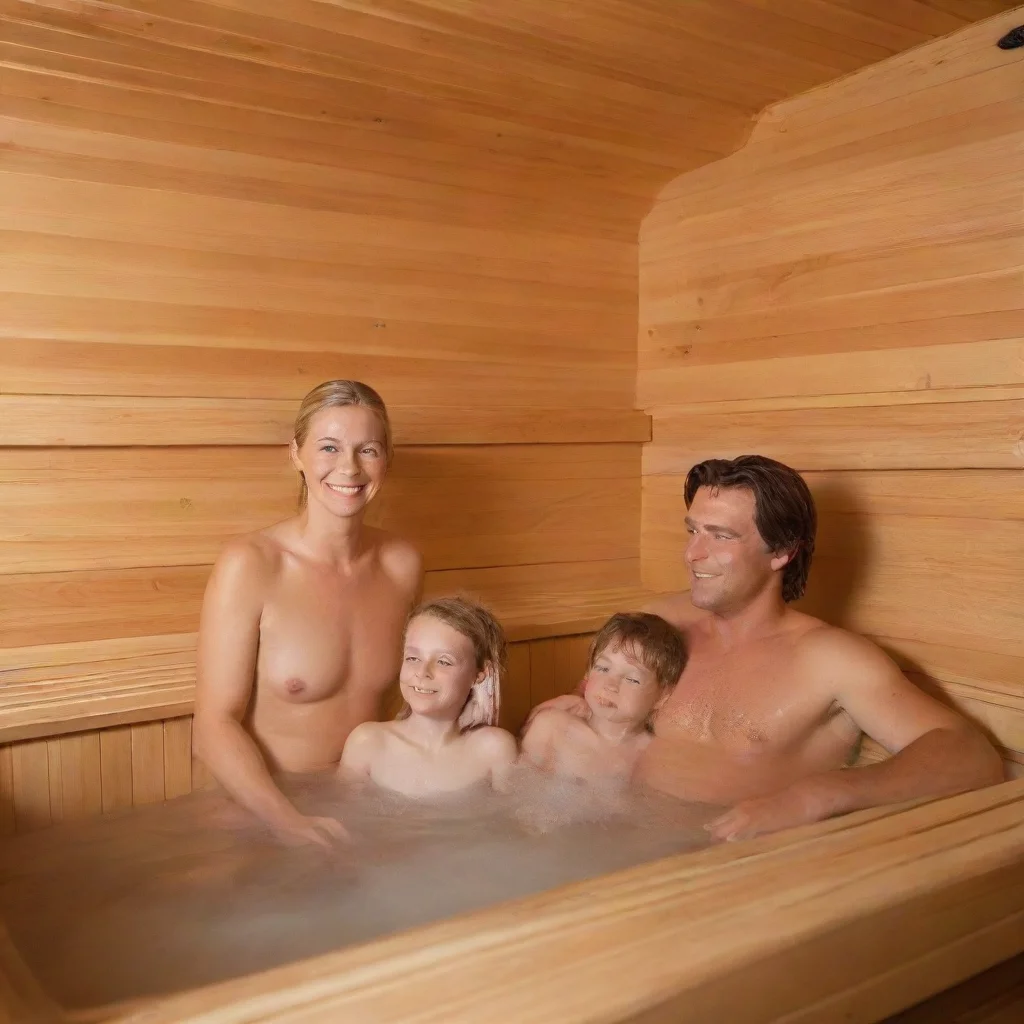 artstation art a family bathing in a sauna confident engaging wow 3